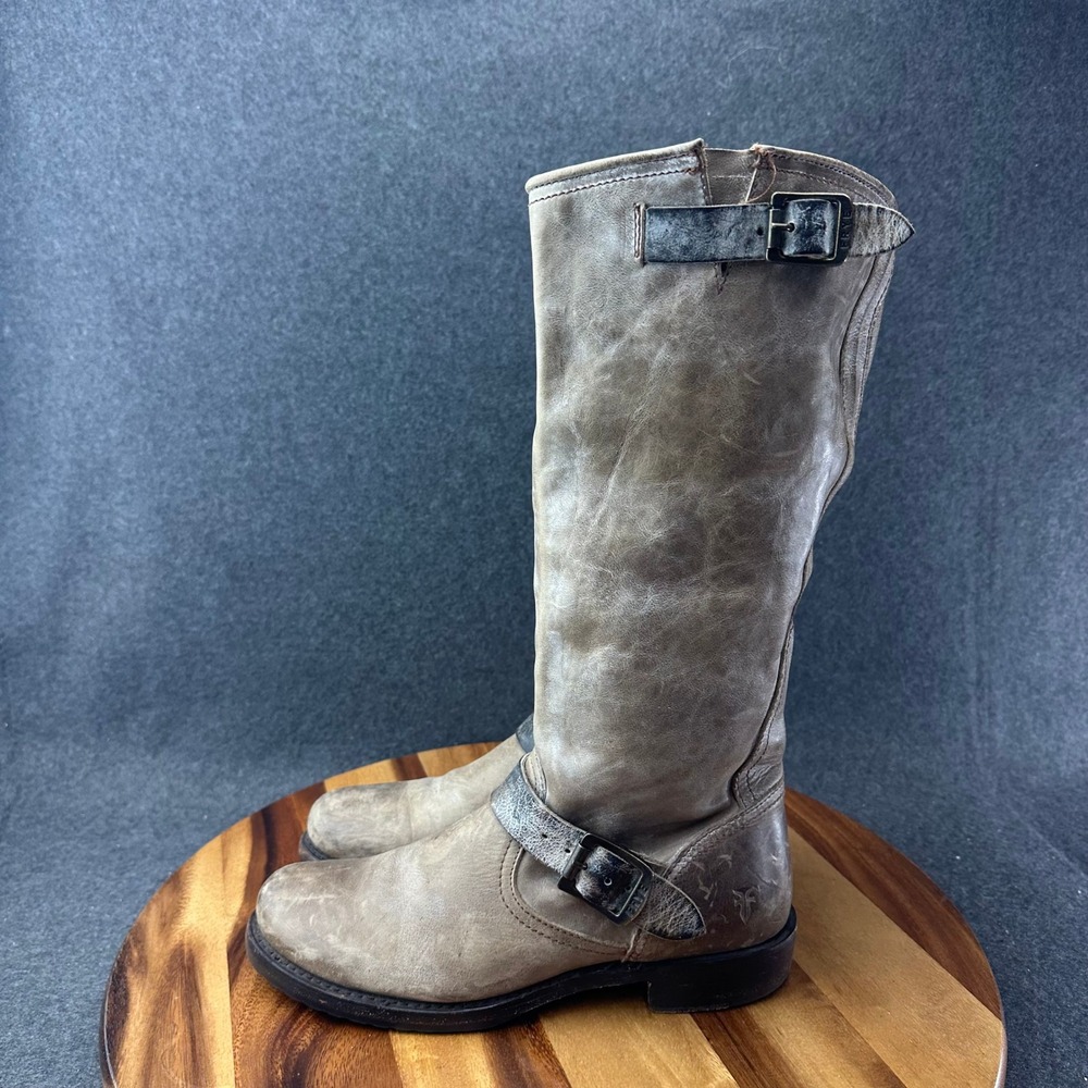 Frye Veronic Slouch Tall Riding Boots Women Size 8B Light Brown Leather 76608 - Picture 5 of 10